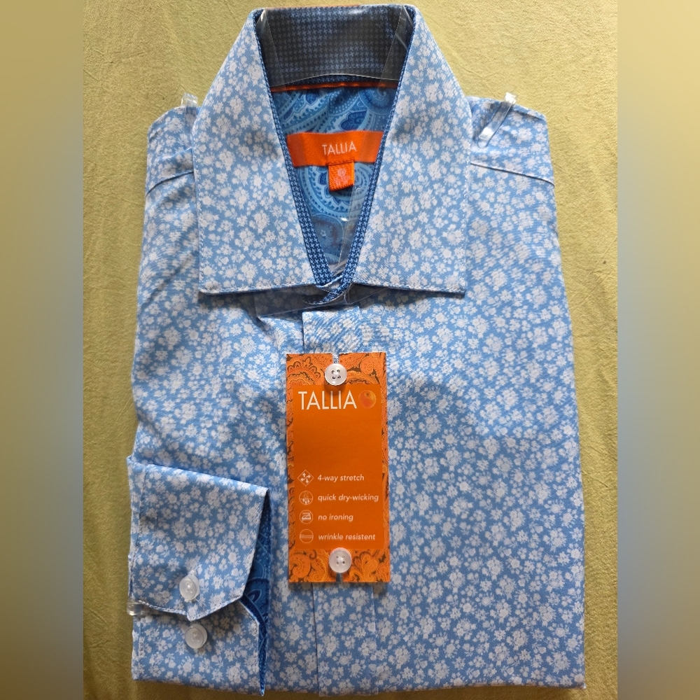 TALLIA Blue and White Floral Men's Shirt